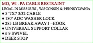 MO, WI, PA CABLE RESTRAINT